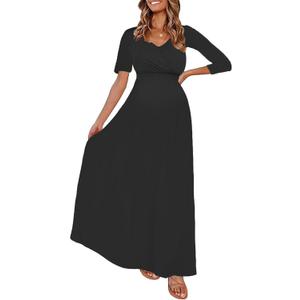 KIM S Plus Size Maternity Dress Maternity Dress for Photoshoot Black Maternity Dress for Baby Shower Maxi Dress for Women Dresses for Pregnant Women Wedding Guest S