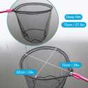 Extra Large Fishing Landing Net - 72"-94" Heavy Duty Telescopic Aluminum Handle, Snag-Free Rubber Mesh for Saltwater Boat, Net Hoop 28x24in, 30in Deep