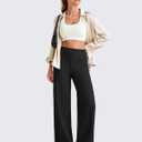 G4Free EverGoing Wide Leg Ankle Pants for Women 7/8 Length Yoga Dress Pants High Waist Stretch with Pockets Casual Work (Black, M)
