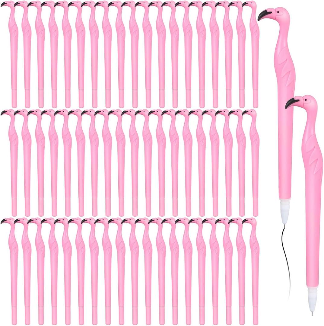 Fulmoon 80 Pcs Cute Pink Flamingo Gel Pens Gift for Child, Women, Teacher, Student and Girlfriend, Great Party Supplies and Back to School Supplies, Black Ink 0.5 mm Ballpoint Pen
