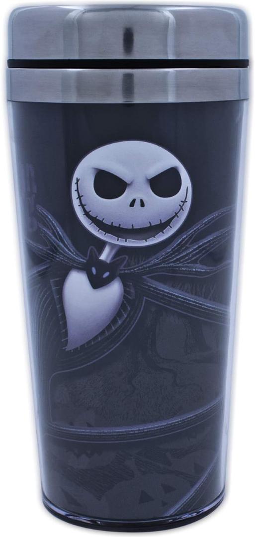 Silver Buffalo Disney Nightmare Before Christmas The Pumpkin King Jack Evil Smiling Stainless Steel Travel Mug, 16 Ounces