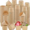 Ruisita 300 Packs Paper Ice Cream Cups 5 Ounce Disposable Soup Bowls Brown Dessert Bowls for Hot or Cold Food Party Supplies Treat Dessert Cups for Sundae Frozen Yogurt