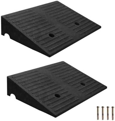 Rubber Curb Ramps for Driveway Curb Ramps for Sidewalks Door Ramps for Thresholds Heavy Duty 2 Pack 5 inch Rise Ramps for Wheelchairs Shed Ramp for Riding Mower 7000lbs Powersport Loading