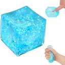 Nice Cube Squishy Stress Cube for Adults,Squishy Slow Rising Fidget Cube Sensory for Anxiety,Squishies Stress Cube Toys,Stress Relief High Density Ice Squeeze Ball Cubes (01-Blue)