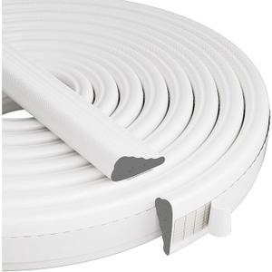 Wedge-Shape Window Weather Stripping Door Frame Seal Strip 3Pcs×196" White, Upgrade Black Foam, Soundproofing, Draft Stopper, Winter Insulation, Noise Blocker, Gap Filler for Exterior Front Door Side