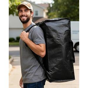 Heavy Duty Extra Large Moving Bags W/Backpack Straps - Strong Handles & Zippers, Storage Totes For Space Saving, Fold Flat, Alternative to Moving Box and Storage Bin, Black