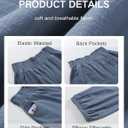 Xiaoxuemeng Womens Wide Leg Pants Cotton Linen Barrel Pants Elastic Waisted Lounge Trousers with Pockets (Blue, XS)