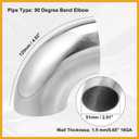 4pcs OD 2 Inch 90 Degree Mandrel Bend Elbow SS304 Stainless Steel Bend Tube Exhaust Elbow Pipe for Car Modified Exhaust System 2" Piping Silver Tone Replacement