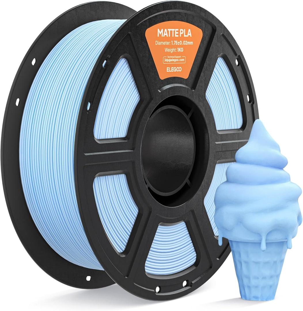 ELEGOO Matte PLA 3D Printer Filament 1.75mm Ice Blue 1KG