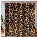 Leopard Print Shower Curtain 60Wx72H Inch Wild Safari Skin Pattern Powerful Cheetah Cat Panthera Black Brown Fur Wildlife Waterproof Bathroom Home Decor 12 Plastic Hooks