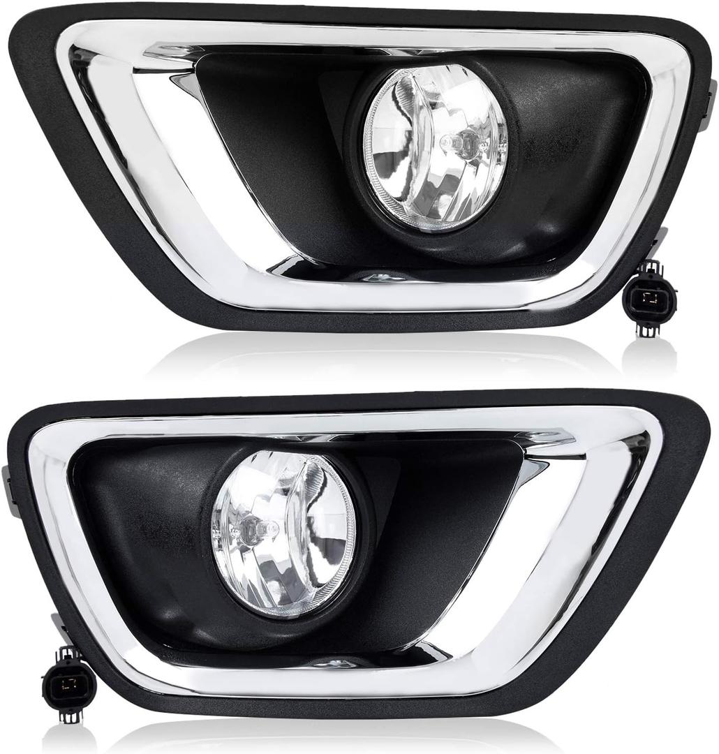 RP Remarkable Power, Fog Lights for 2015 2016 2017 2018 2019 2020 Colorado Driving Bumper Lamps, Clear Lens with 12V-20W Bulbs Black& Chrome Bezel Light Replacement FL7082