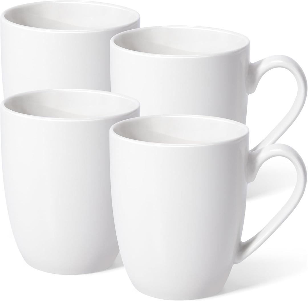 Urbanstrive 16 oz Large Coffee Mugs Set of 4 Ceramic Coffee Mug White Coffee Cups Tea Cups Idea Gift for Women Men House Warming Gifts New Home Office, White 4 Pack