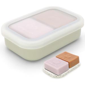 Travel Soap Dish with Lid, Shampoo Bar Holder, Enhanced Leakproof Soap Box,Draining Soap Bar Holder for Traveling, Camping, Outdoor, Gym, Bathroom (Clear&Offwhite)