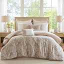 510 DESIGN Luxe Quilted Comforter Set Modern Transitional Design, All Season Down Alternative Warm Bedding Matching Shams, Bedskirt, Decorative Pillow, Queen, Shawnee Scrollwork Blush