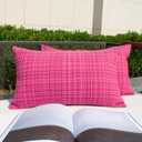 Kevin Textile Pack of 2 Valentines Decorative Outdoor Waterproof Pillow Covers Garden Cushion Sham Throw Pillowcase Shell for Patio Tent Couch 12x20 Inch Hot Pink