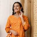 JG JAI GOVINDAM Indian Kurtis for Women Salwar Kameez Suit Set Indian Dresses Chikankari White Kurti Pant & Dupatta Set (Orange, XXL)