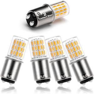BA15D 12 Volt LED RV Camper Interior Light Bulbs,1076 1142 1176 S8 3W 2700K Warm White,Double Contact DC Bayonet Base,AC10-24V DC10-30V Low Voltage BA15D for Marine Boat Trailer Lights,5 Pack