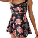 Aidonger Women's One Piece Swimdress Swimsuit Tummy Control Full Coverage for Large Bust Bathing Suit (S)