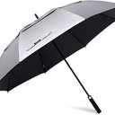 G4Free 47/54/62/68 Inch UV Protection Golf Umbrella Auto Open Vented Double Canopy Oversize Extra Large Windproof Sun Rain Umbrellas (Black/Silver)
