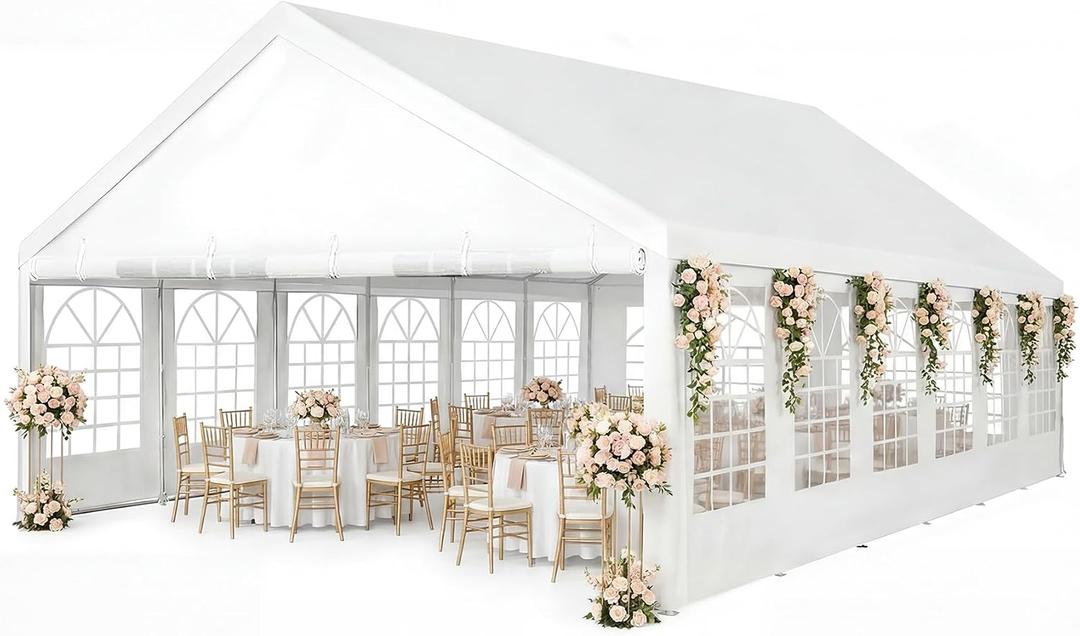 Party Tent 20x40Ft Outdoor Canopy Gazebo Heavy Duty Large Event Shelter Carport White for Wedding Parties BBQ