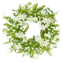 20" Spring Wreath Summer Wreath with White Cherry Blossoms Hydrangea Flowers and Wild Flowers Mixed Green Eucalyptus Fern Leaves for Front Door Home Outdoor Decoration
