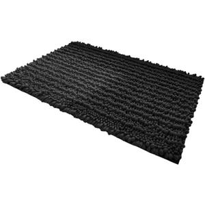 Turquoize Luxurious Non-Slip Shaggy Chenille Kitchen Runner Black Kitchen Rug Ultra Soft Plush Carpet Mat Shag Shower Bath Runner Absorbent Large Bath Mat for Entryway, Size 59 & 20 Inches, Black