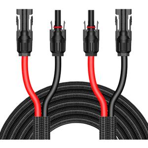 10Ft 10AWG Solar Cable Extension with Protection Cover, Solar Wire with Tool-Free Solar Connectors, IP68 Waterproof PV Cable, Solar Panel Extension Cable 10Gauge for Home Boat RV Solar Panels(10ft)