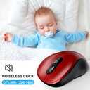 WisFox 2.4G Wireless Mouse for Laptop, Ergonomic Computer Mouse with USB Receiver and Type-C Adapter, 6 Button Cordless Mouse Wireless Mice for Windows Mac PC Notebook (Red)