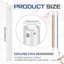 VIHOSE 24 Inch Ceiling Fan Downrod with Extension Cord 2 ft White Downrod for Ceiling Fan 1 Inch Outside Diameter Not Threaded Suitable for a Wide Range of Fans