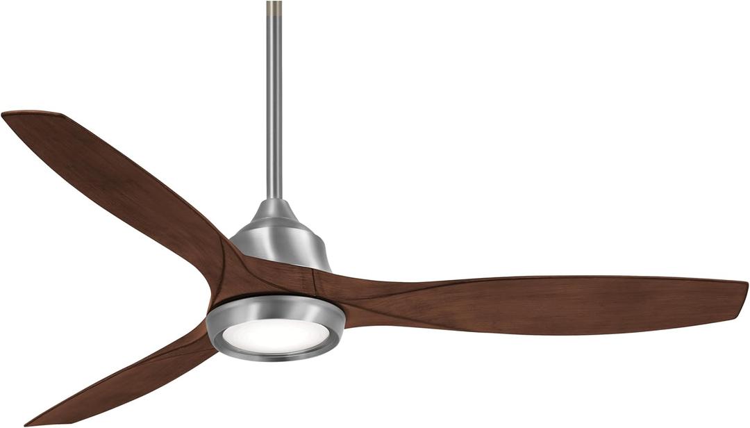 Minka-Aire F749L-BN Skyhawk 60 Inch LED Ceiling Fan with Carved Wood Blades, Integrated LED Light and DC Motor in Brushed Nickel Finish