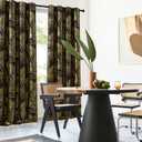 Black Gold Full Blackout Curtains for Bedroom Tropical Leaf Curtain Panels Room Darkening Thermal Insulated Noise Reducing Grommet Window Treatments Sets, 52x90Inch, 2 Panels