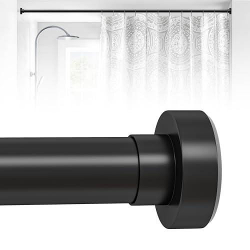 HTZON Black Shower Curtain Rod 34 to 43Inch: Small Spring Tension Shower Rods for Bathroom Kitchen Doorway, Modern Heavy Duty Adjustable Tension Shower Curtain Rod No Drilling No-Slip Easy Install, Black