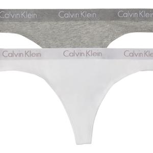 Calvin Klein Women's Motive Cotton Multipack Thong Panty (Grey Heather/White), Small