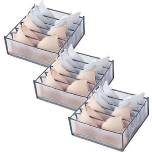 TIGARI Wardrobe Clothes Underwear Organizer Bra Organiser, Baby Clothes Organizer, Underwear Drawer Organizer for Bedroom Dorm Room (Bra 6 Grids-3Pcs)