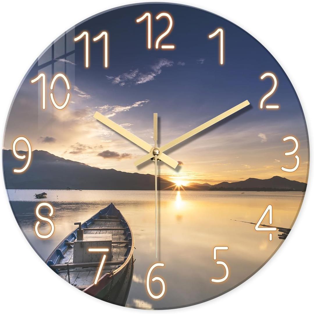 16 Inch Round Sunset Battery Powered Wall Clock