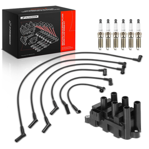A-Premium 1 Ignition Coils with 6 Spark plug Wires and 6 Iridium Spark Plugs Compatible with Ford Ranger 2001-2003 V6 3.0L & Mazda B3000 2001 V6 3.0L, FLEX