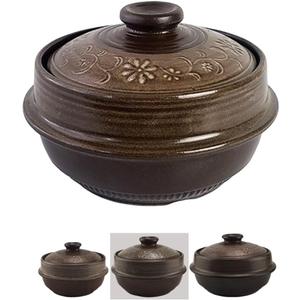 Korean Pot Mud Earthenware Ttukbaegi, Natural Mud Glaze Ceramic Clay Cooking Pot Casserole, Heat Resistant Ceramic Earthen Pot, Zero-Crack Stone Bowl Stockpot Soup Cookware, Pottery Bowl (1.2 Quarts, Brown)