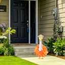 Summer Porch Goose Costume, Hawaiian Porch Goose Outfits Garland Straw Hat Sunglasses Outfit Set Summer Concrete Statue Clothes for 23"/17" Outdoor Patio Yard Lawn Hawaiian Lei Clothing (Orange)