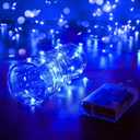 1 Pack 16.4ft Battery Operated String Lights with Timer, Blue with Synchronized Twinkle Mode, Fairy Lights Battery Powered, 50 LEDs, Idea for Christmas Bedroom Party Wedding
