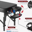 CLORIS 84" Professional Massage Table Portable Reinforced Wooden Leg 2 Folding Lightweight Spa Salon Tattoo Massage Bed Height Adjustable Hold Up to 1100LBS with Carrying Bag Black
