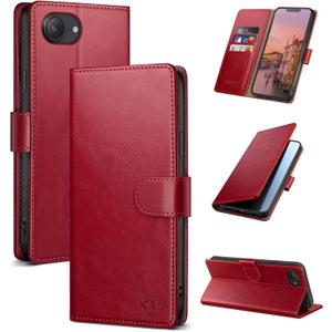 Wallet Case for iPhone 16e/17e 6.1" with RFID-Blocking Credit Card Holder, PU Leather Folio Flip Cover Women Men Protective Phone Case Compatible with Apple 16e/17e, Red