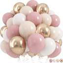 Nude Dusty Pink Balloons Set, 60Pcs 12 Inch Retro Blush Pink Apricot Helium Balloon with Beige White Champagne Gold Latex Neutral Balloons for Birthday Wedding Baby Bridal Shower Party Decorations