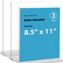 newnewshow 8.5x11 Acrylic Sign Holder 3 Pack Vertical Double-Sided Display (Optional 8.5x11 8.5x5.5 5x7 Horizontal and Vertical)