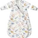 Baby Sleep Sack 12–18 Months, 2.5 TOG Warm Cotton Sleep Sack with Detachable Long Sleeves, Winter Wearable Blanket for Cold Nights, 2-Way Zipper Toddler Sleeping Sack, Ocean