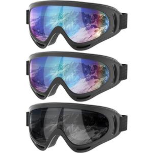 COOLOO Motorcycle Goggles, 3 Pack ATV Dirt Bike Goggles Anti-UV Dustproof Windproof Racing Goggles for Adult Men Women