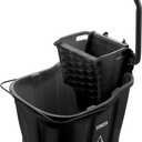 Carlisle FoodService Products Omnifit Mop Bucket with Side Press Wringer for Floor Cleaning, Kitchens, Restaurants, Office, And Janitorial Use, Polypropylene (Pp), 35 Quarts, Black