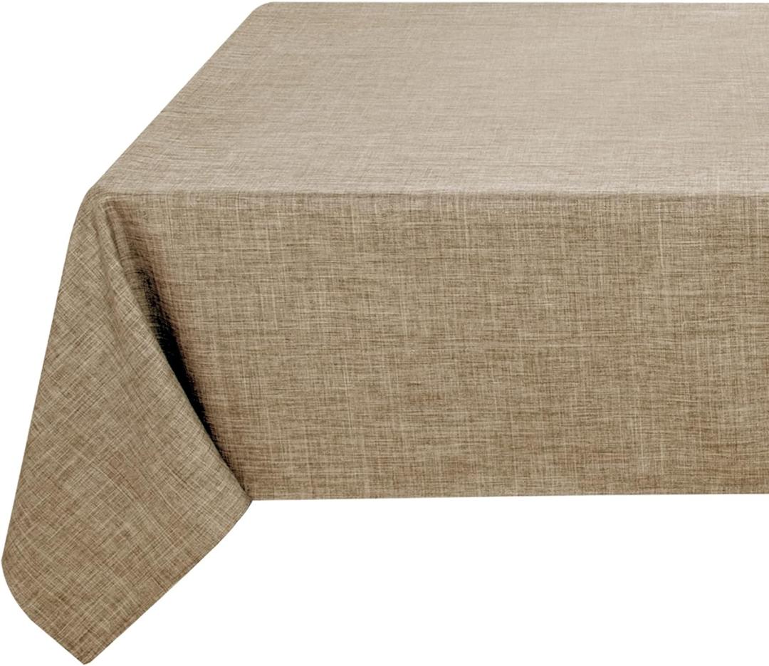 Fitable Textured Linen Tablecloth Square Washable Fabric Table Cloth for 4 Ft Card Table/Coffee Table, Kitchen Table Cover for Dining, Party, Farmhouse (Mocha, 54 x 54 Inch)