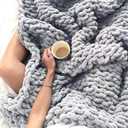 Abound Chunky Knit Blankets - 50"x60", 5 lbs - Chenille Yarn Knitted Crochet Throw Blanket - Cozy Braided Cable Boho Farmhouse Home Decor for Couch, Machine Washable (Purple Grey)
