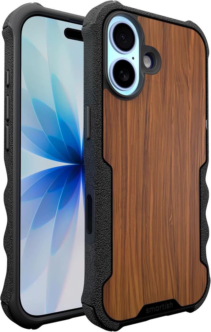 Smartish iPhone 17 MagSafe Case - Gripzilla Protective Magnetic Case for Men [Rugged + Tough] Military Grade Heavy Duty Grip Armor - Drop Tested for iPhone 17 - Walnut Woods