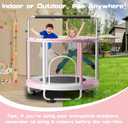 ZCMHAXJ 55" Trampoline for Kids with Enclosure, 440lbs Capacity Indoor & Outdoor Toddler Trampoline with Adjustable Gymnastics Bar & Toys, for Boys & Girls